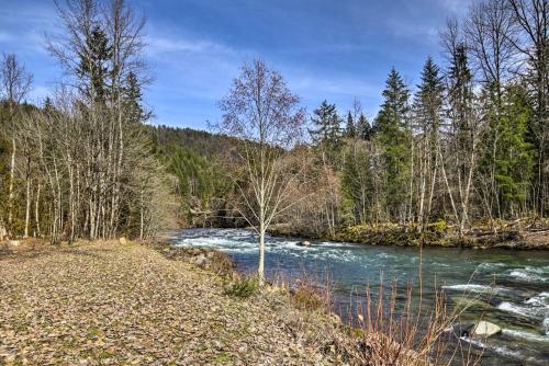 a river in the middle of a forest at Remote Escape Riverside Home with Scenic Views in Idanha
