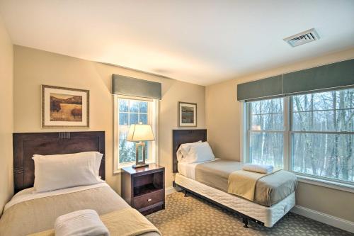 a bedroom with two beds and a window at North Conway Home about 2 Mi to Cranmore Mountain! in North Conway