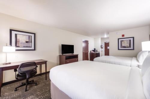 Μια τηλεόραση ή/και κέντρο ψυχαγωγίας στο Cobblestone Inn & Suites-Fremont