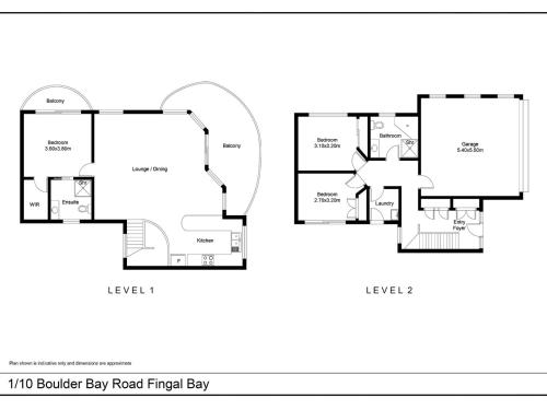a floor plan of a house at Baia Villa air con WiFi and views of Fingal Beach in Fingal Bay