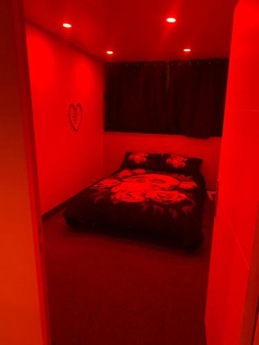 a red room with a bed in a red room at love love 23 in Villeurbanne