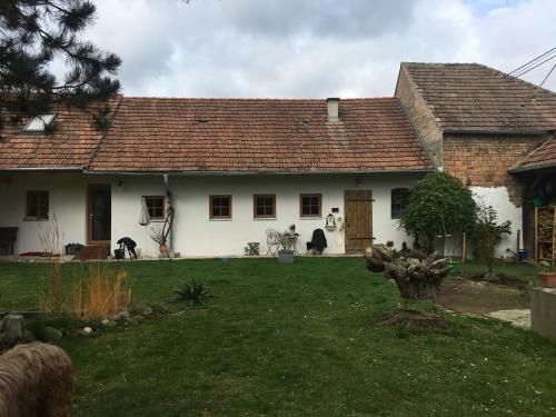 a white house with a grass yard in front of it at HalterHausPuch in Puch