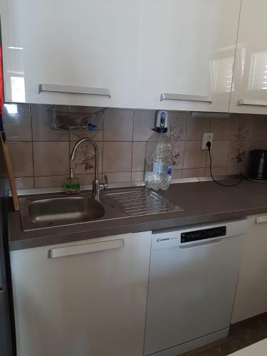 a kitchen with a sink and a counter top at Kuca za odmor Vila Bella in Karlobag