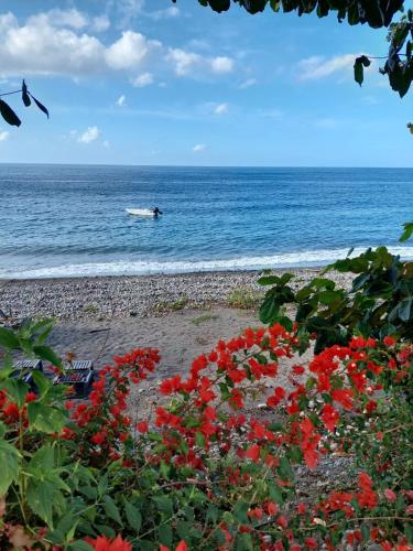a person in a boat in the ocean at Villa des Galets in Saint-Pierre