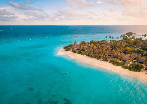 an aerial view of an island in the ocean at Sun Siyam Iru Fushi with Free Transfer in Manadhoo