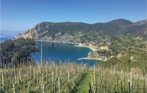 a view of a large body of water with mountains at Seroa in Vernazza