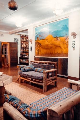 Χώρος καθιστικού στο Adventures Nest
