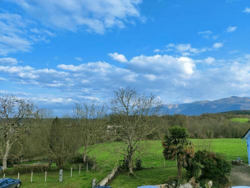 een veld met bomen en bergen op de achtergrond bij Appartement à l'entrée des trois vallées des Pyrénées - 50m2 