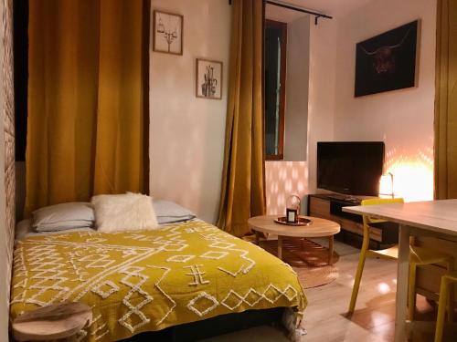 Postel nebo postele na pokoji v ubytování Superbe appartement 2min des thermes, 20min pistes