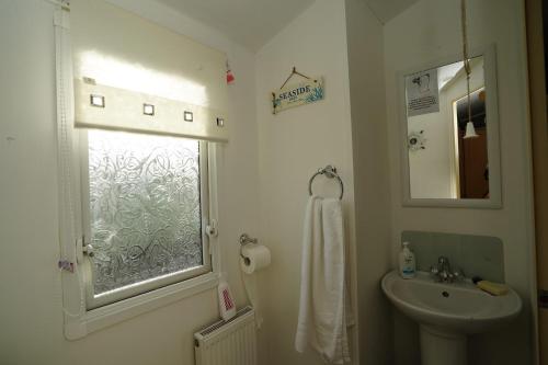 Ванна кімната в Wright Choice caravan rental 5 Lunan View St Cyrus Caravan Park