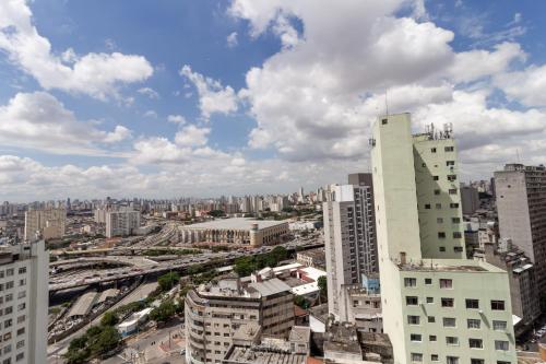 a view of a city with tall buildings at 360 Suítes Sé in Sao Paulo