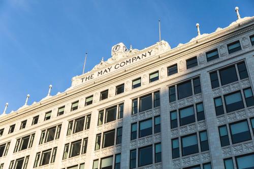 a building with a sign on the top of it at ROOST Cleveland in Cleveland