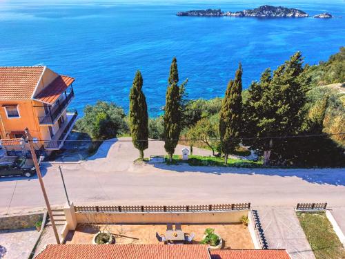 a view of the ocean from a house at Villa Christine Afionas Corfu in Afionas