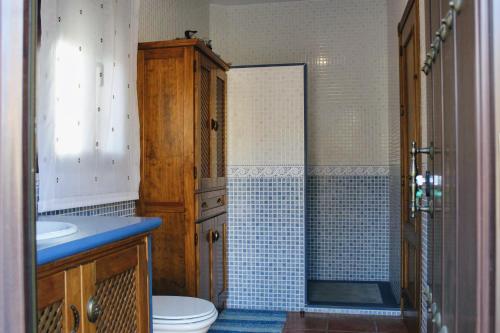 ein Bad mit einem Waschbecken, einem WC und einer Dusche in der Unterkunft Casa LADI by CasaTuristica in Arriate