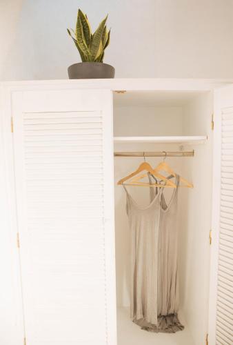 a closet with a door with a plant on it at Athiri by A Terre Cave Villas in Oia