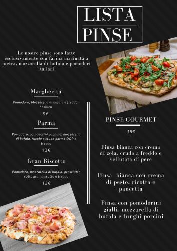 a menu for the libra pizzeria at Lake Como Golf Hotel in Como