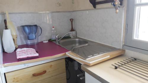 - une cuisine avec un évier et un comptoir dans l'établissement domaine de Castencau, à Saint-Louis-de-Montferrand