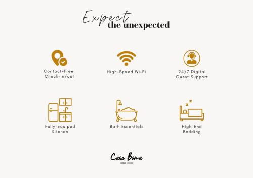 un conjunto de logotipos para diferentes tipos de eventos en Casa Boma Lisboa - Sunny Apartment with Private Balcony and Panoramic Bridge View - Ajuda I, en Lisboa