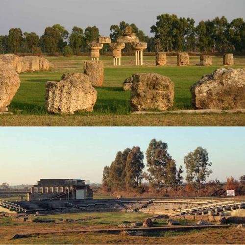 two pictures of hay stacks in a field at Abaton - Casa vacanza in Metaponto