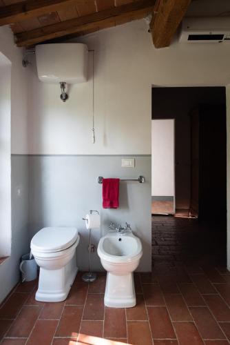a bathroom with a toilet and a sink at Stone House 15th Century in Vicchio