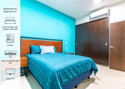 Postel nebo postele na pokoji v ubytování Departamento con Alberca, Jacuzzi y Vista al Mar