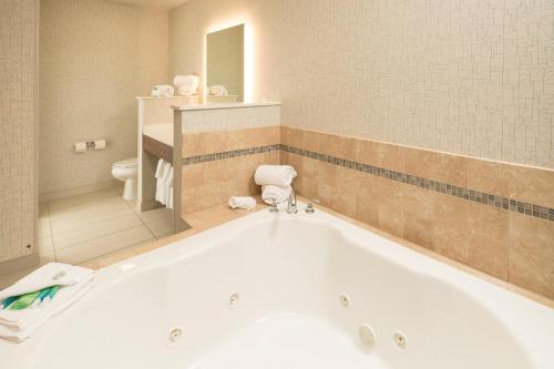 a large bath tub in a bathroom with a toilet at Holiday Inn Express & Suites - Portage, an IHG Hotel in Portage