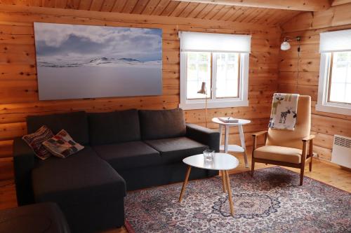 A seating area at Velfjord Camping & Hytter