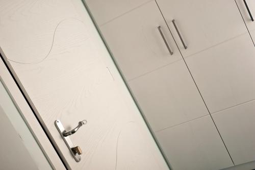 a shower with a glass door in a bathroom at Hotel Villa Durrueli Resort & Spa in Ischia