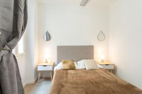 Postel nebo postele na pokoji v ubytování C14 - 1 BDR Cannes Centre 5 min Palais Festivals & Sea - AC