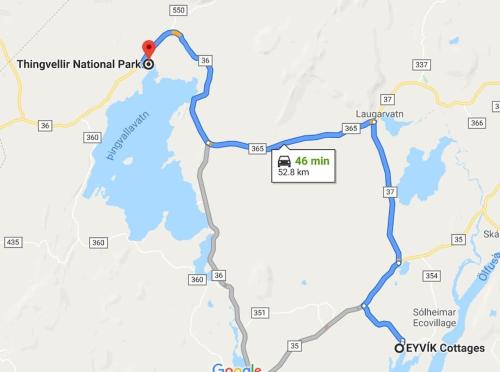 a map of cyprus with a red dot at EYVÍK Cottages - Private HOT TUB! in Selfoss