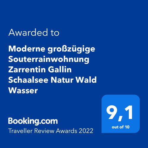 a screenshot of a cell phone with the text upgraded to wildfire diligence at Moderne großzügige Souterrainwohnung Zarrentin Gallin Schaalsee Natur Wald Wasser in Gallin