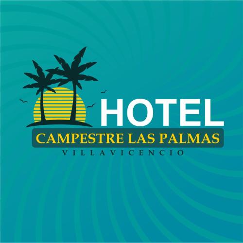 a logo for a hotel with two palm trees at Hotel campestre las palmas in Villavicencio