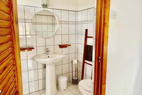 a bathroom with a sink and a toilet at VILLA COLIBRI in Mon Repos