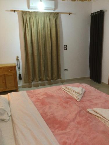 a bedroom with a large bed and a window at The Brown House in Luxor