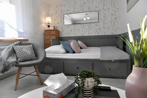 Ένα ή περισσότερα κρεβάτια σε δωμάτιο στο Apartament Spytkowice - ENERGYLANDIA KRAKÓW OŚWIĘCIM WADOWICE