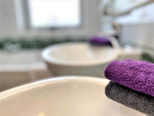 Vannituba majutusasutuses LUXUS Wohnung auf 2 Etagen 3BR! +NETFLIX +HIGH-END Ausstattung