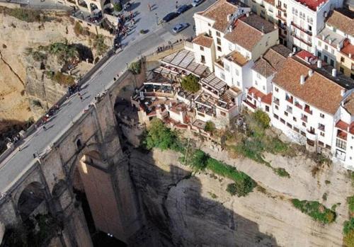 an aerial view of a town on a mountain at Hotel Don Miguel in Ronda