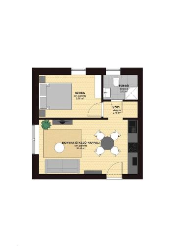 a floor plan of a house at Dotis Apartman Tata in Tata