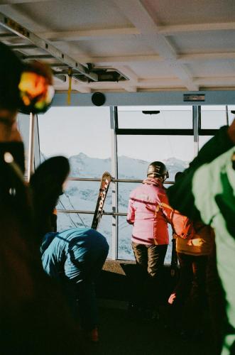 a group of people on a boat looking out the window at BEAUSiTE Zermatt in Zermatt