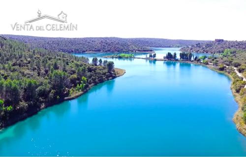 an aerial view of yantra lake cichlin at Venta del Celemín in Ossa de Montiel