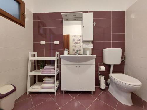 a bathroom with a sink and a toilet at Apartments Amfora in Barbat na Rabu