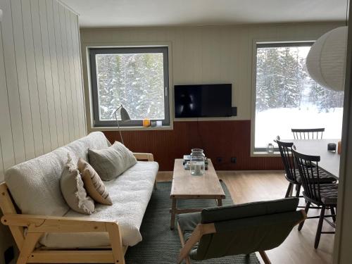 sala de estar con sofá y mesa en Viste Funäsdalen en Funäsdalen