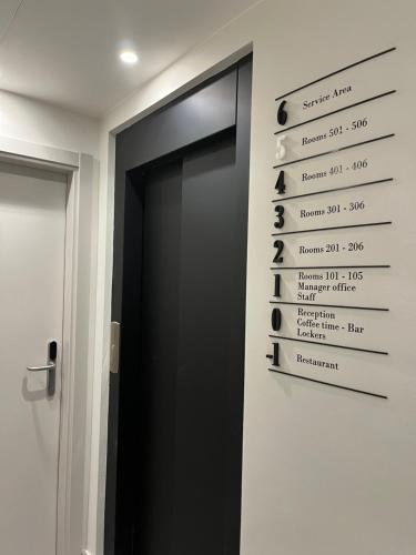 a sign on a wall next to a door at VTZ Hotel San Valero in Zaragoza