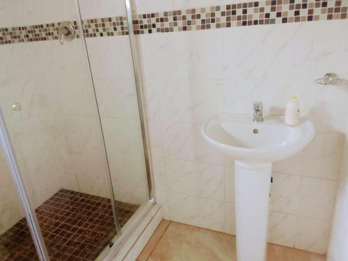 un baño con lavabo y ducha en Bambati residence, en Soshanguve