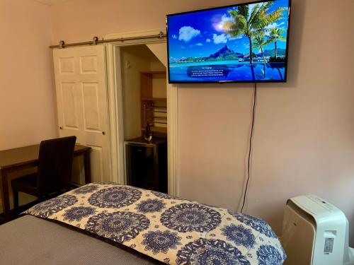 TV a/nebo společenská místnost v ubytování Cozy well- appointed apartment on Mas & Ri line