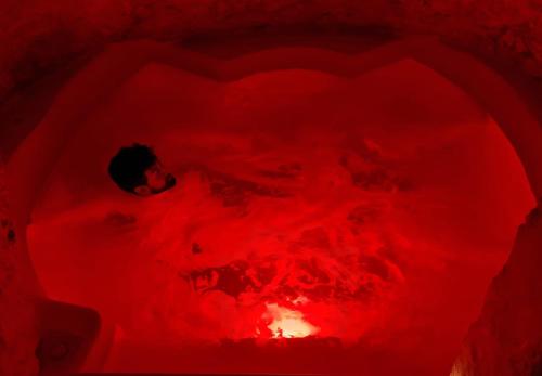 a red heart with a hole in the middle at Via Roma 32 in Ostuni