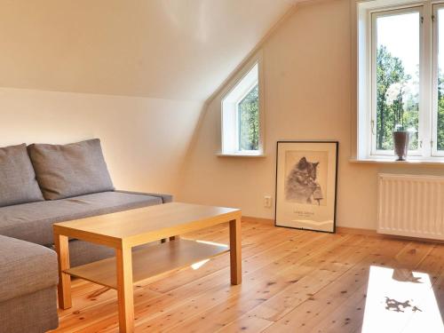 a living room with a couch and a coffee table at 6 person holiday home in LÅNGARYD-By Traum in Skeppshult