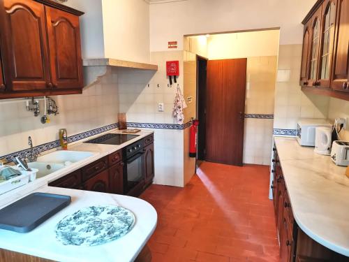 a kitchen with a sink and a counter top at Botanique Guesthouse in Cascais