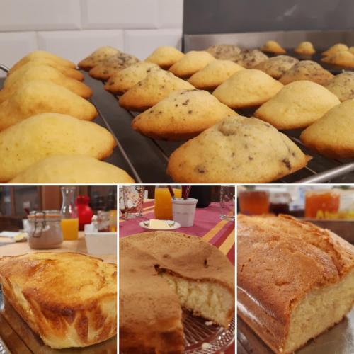 a collage of pictures of cakes and bread at A la Ferme de Saint Germain in Saint-Germain-le-Gaillard