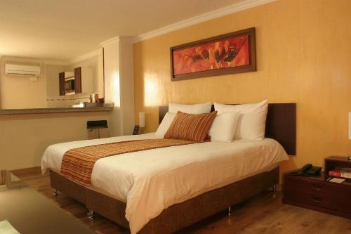 a bedroom with a large bed in a hotel room at Hotel Luxor Pereira in Pereira